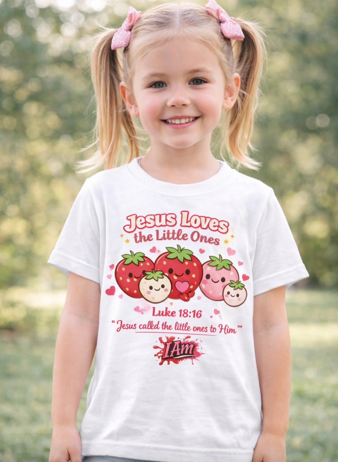 Jesus Loves the Little Ones – Strawberry Faith Tee - Luke 18:16