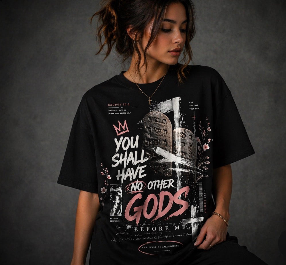 No Other Gods – Exodus 20:3 Tee Rose Pink
