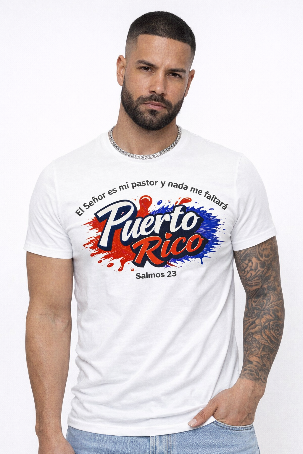 Puerto Rico Faith Tee – Blue Edition (Salmos 23)